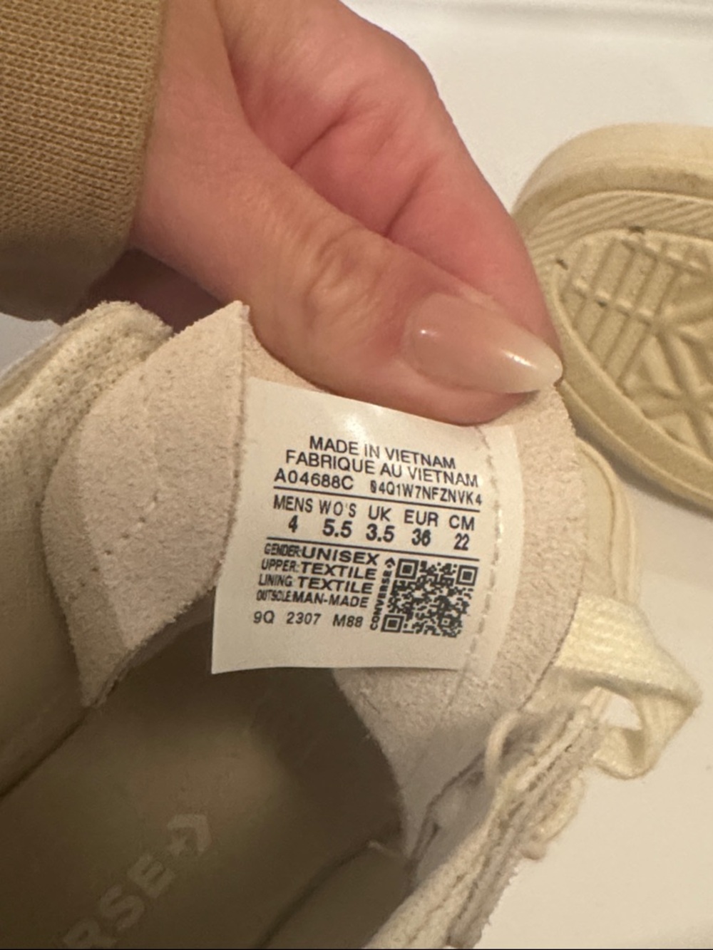 Converse High Top Sneakers in Off-White Cream - Picture 6 of 7